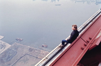 Photo Credit: Jim Moore - Philippe Petit preparing