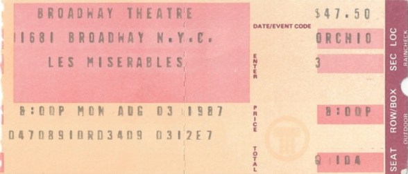 Les Mis Ticket Stub