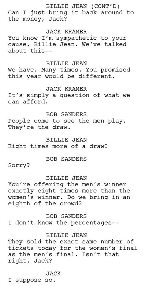 Battle of the Sexes Script Clip